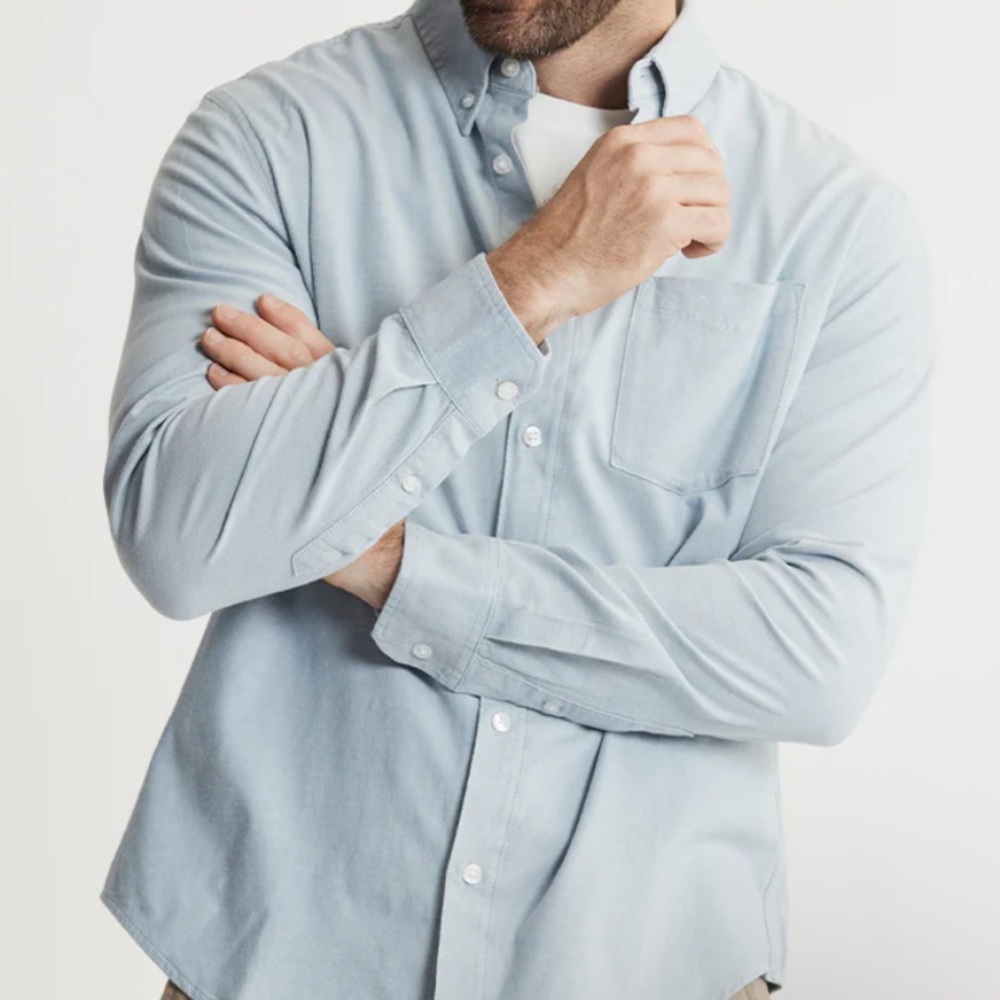 Jachs Men's Sky Blue Casual Oxford Button-Down Shirt